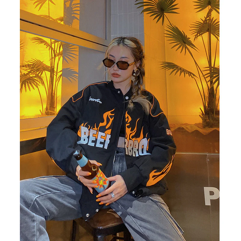 Retro Flame Varsity Jacket - Image 2