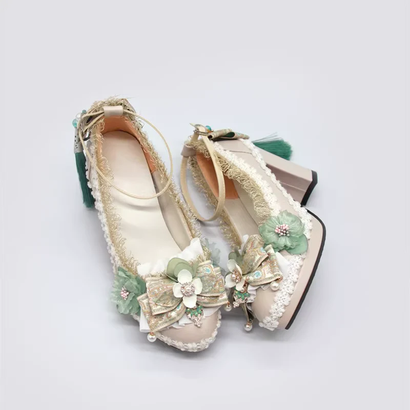 Retro Flower Lolita Heels Shoes - Image 2