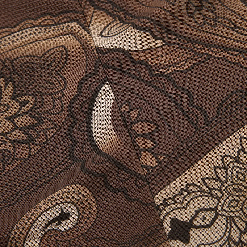 Retro Print Backless Strap Sexy Sling Maxi Dress - Image 10
