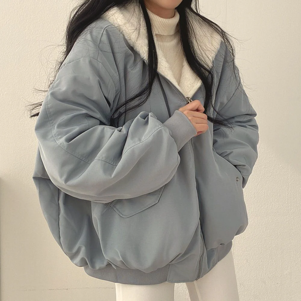 Reversible Oversize Fleece Hooded Jacket - Image 3