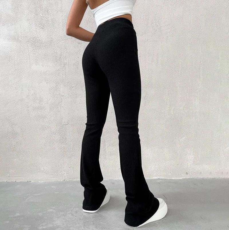 Rib Knit High Waist Flare Pants - Image 8