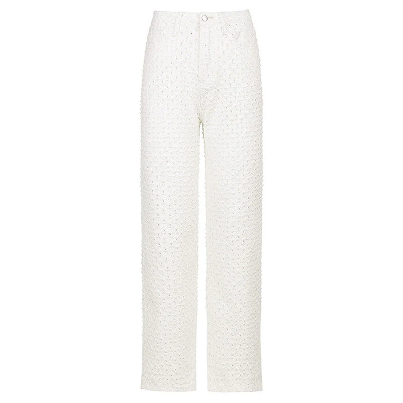 Ripped Texture Jeans Wide-Leg Pants - Image 3