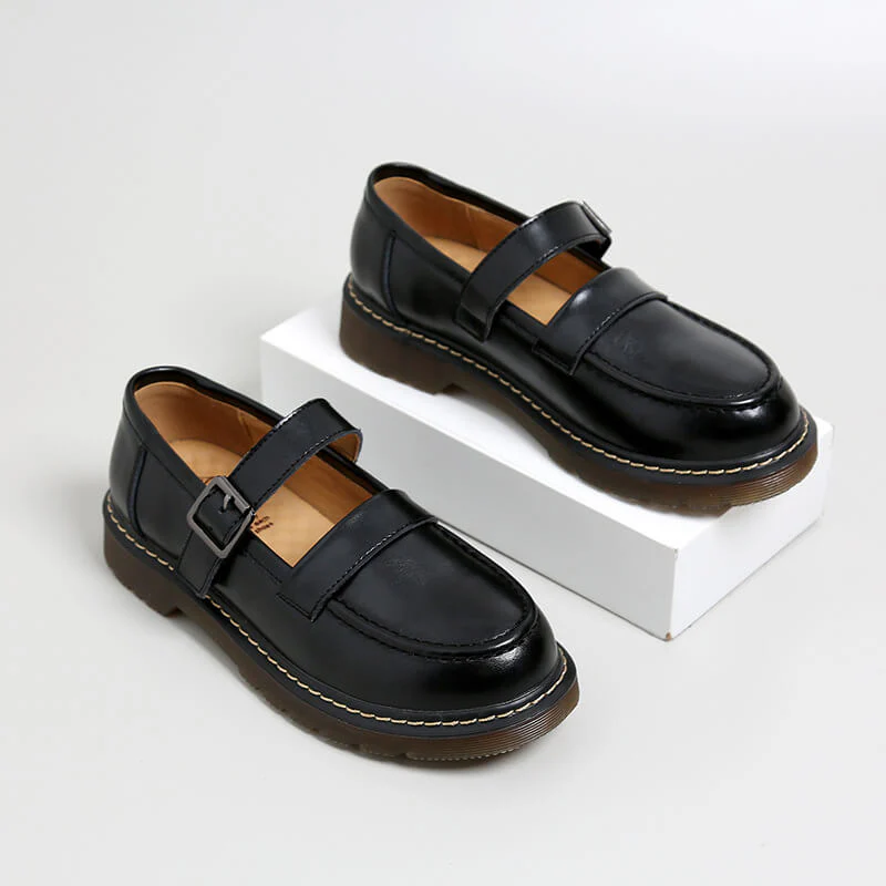 Round Toe Buckle Flat Shoes - Image 2
