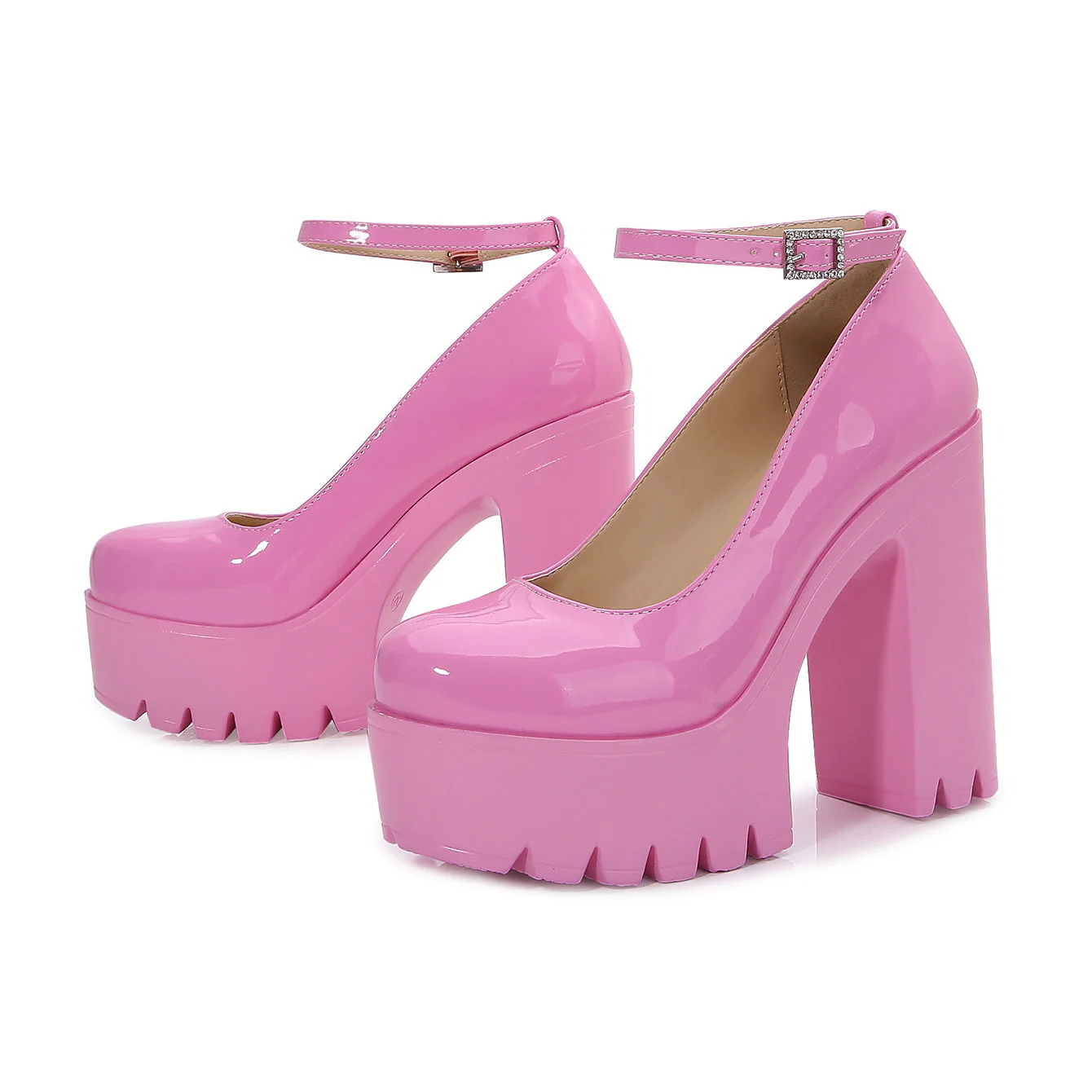 Round Toe Thick High Heels Sandals - Image 5