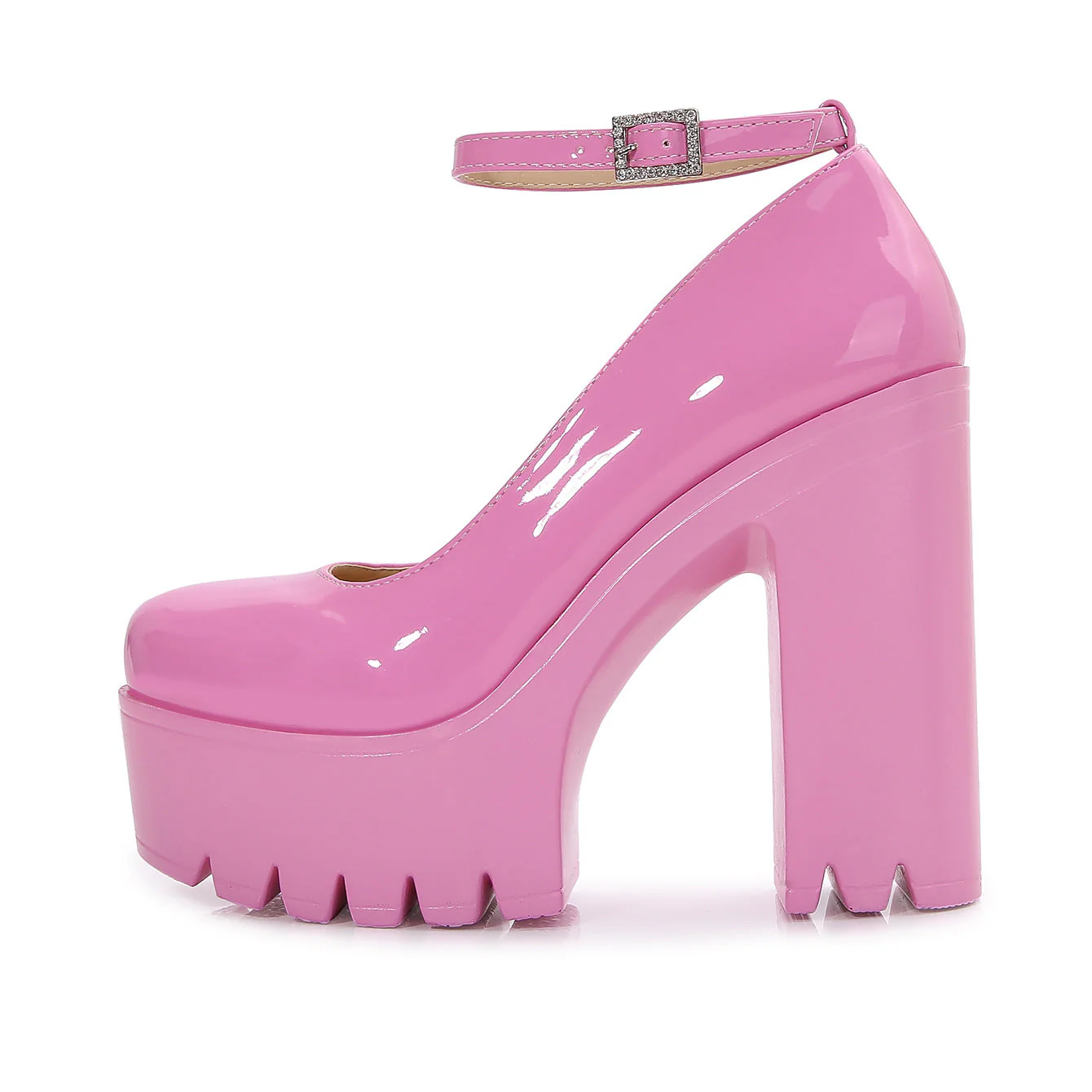 Round Toe Thick High Heels Sandals - Image 6