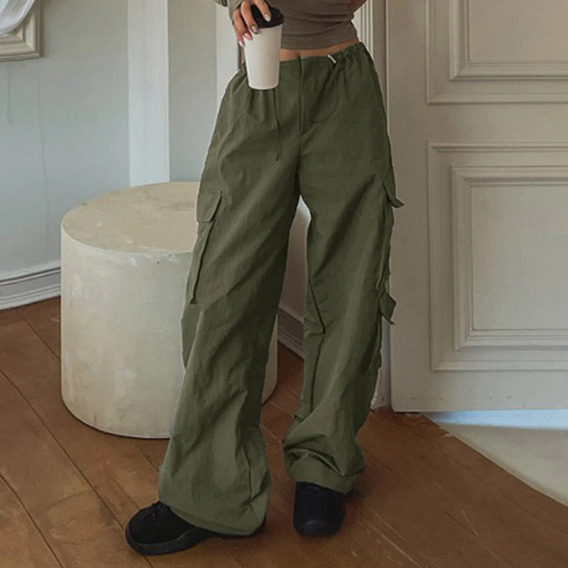 Ruched Parachute Baggy Cargo Pants - Image 7