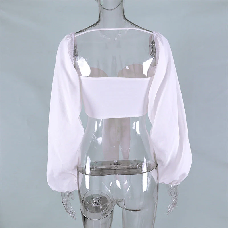 Sexy Backless Square Collar Blouse - Image 6