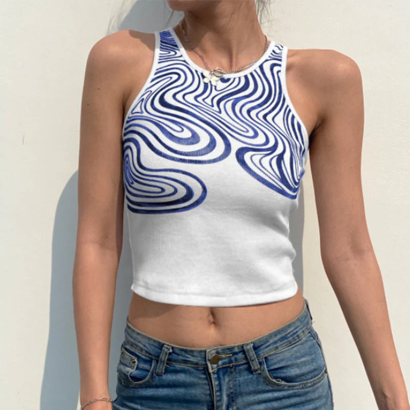 Sexy Corrugated Print Sleeveless Top - Image 4