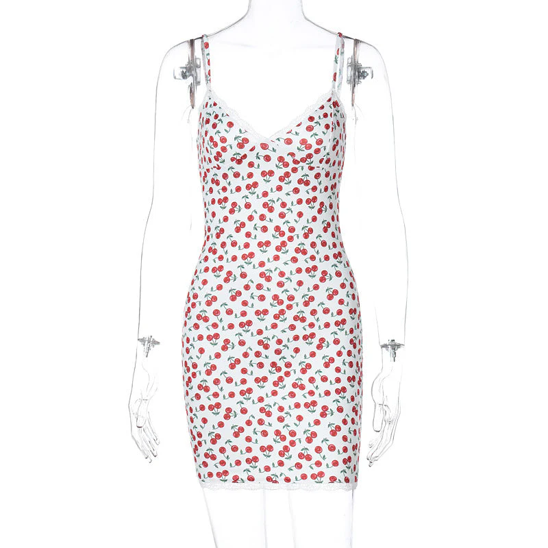 Sexy V-neck Lace Sling Print Temperament Dress - Image 7
