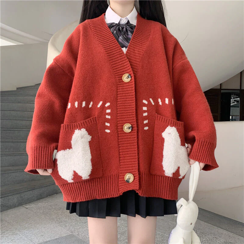 Sheep Knitted Cardigan Sweater - Image 2