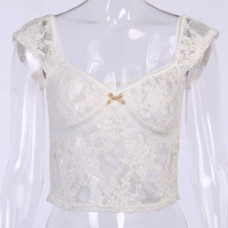 Sheer Lace Fairycore Crop Top - Image 6