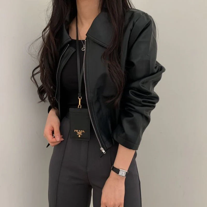 Short Zipper Pu Leather Jacket - Image 7