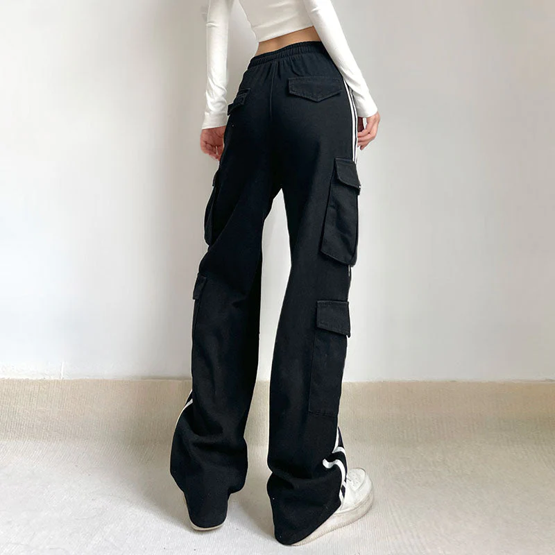 Side Stripe Black Cargo Jeans - Image 5
