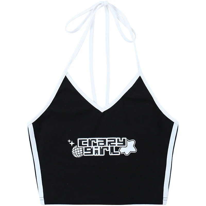 Side Stripe Halter Ribbed Crop Cami Top - Image 3