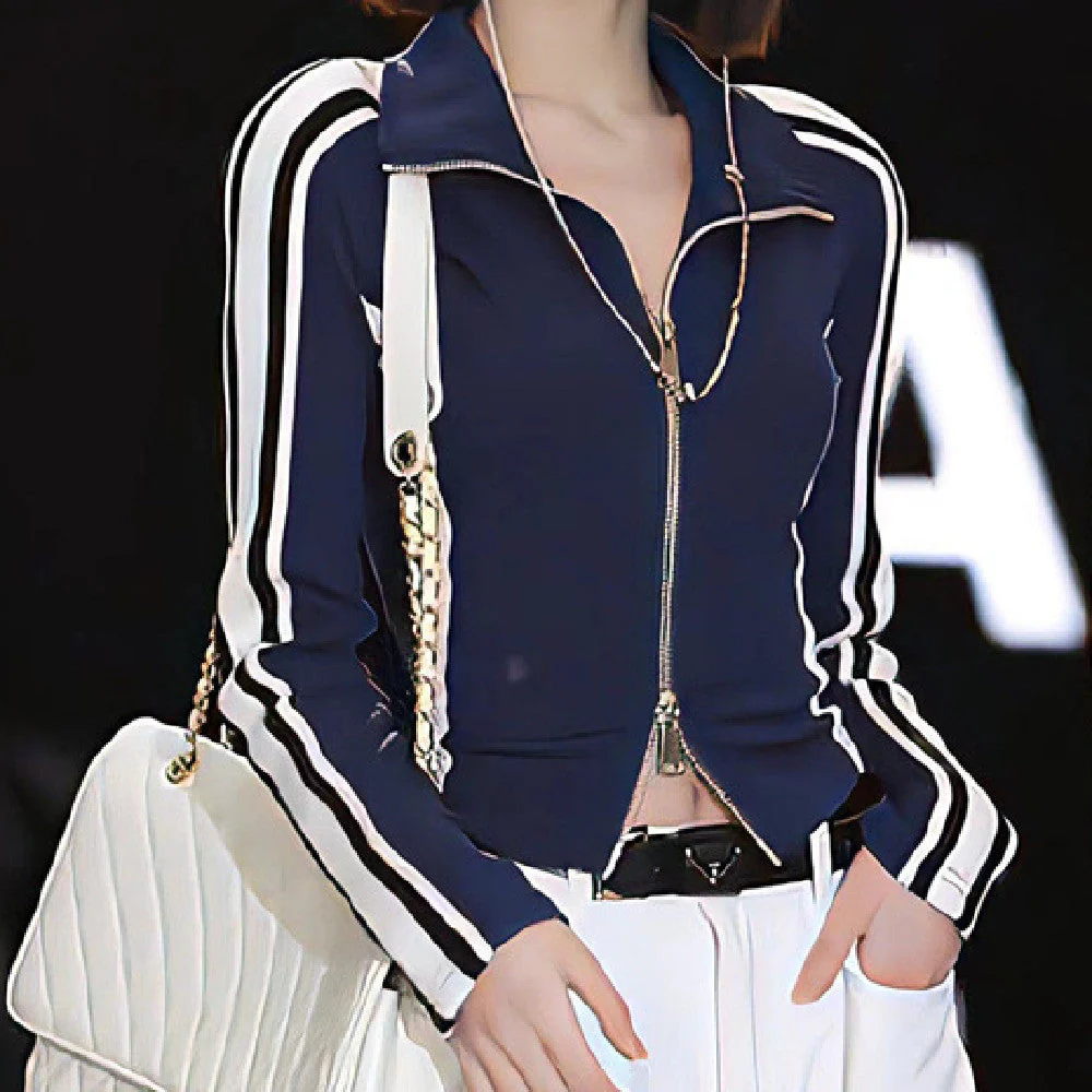 Side Stripe Zip Up Jacket - Image 3
