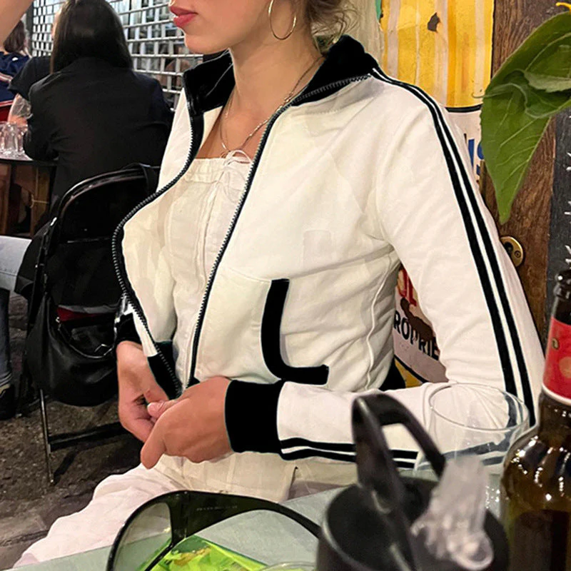 Side Striped Zip Up Long Sleeve Tee - Image 3