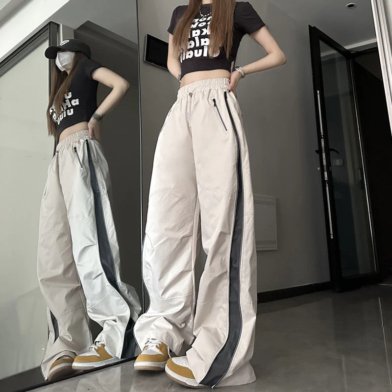 Side Zip Up Contrasting Straight Leg Sweatpants - Image 10