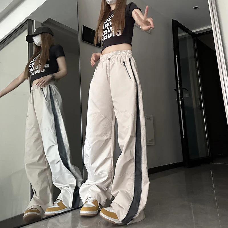 Side Zip Up Contrasting Straight Leg Sweatpants - Image 7
