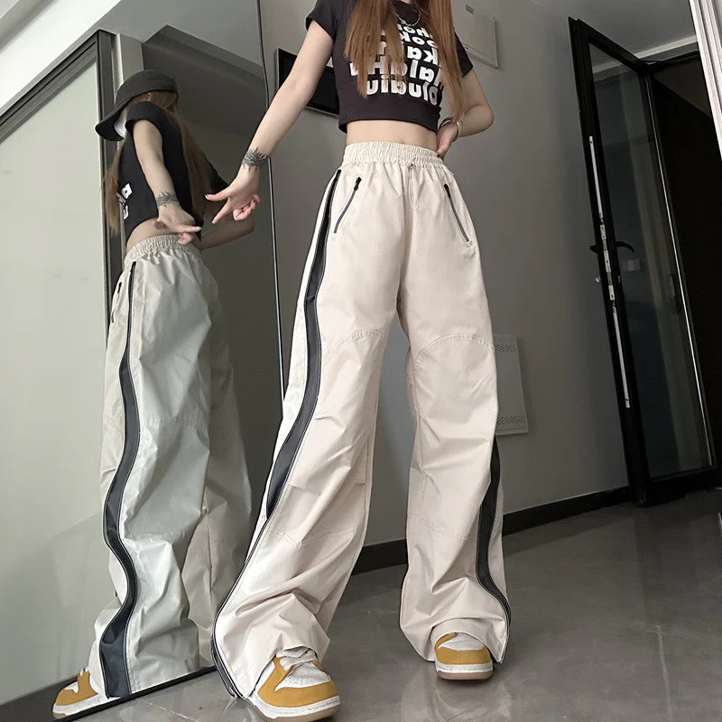 Side Zip Up Contrasting Straight Leg Sweatpants - Image 9