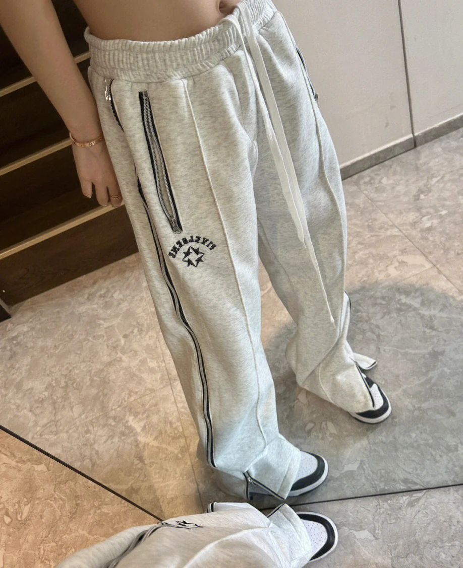 Side Zip Up Stretchy Waist Loose Sweatpants - Image 7