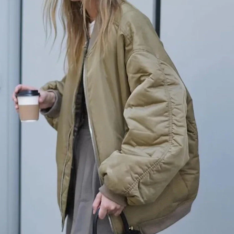 Simple Basic Zip Up Bomber Jacket - Image 2