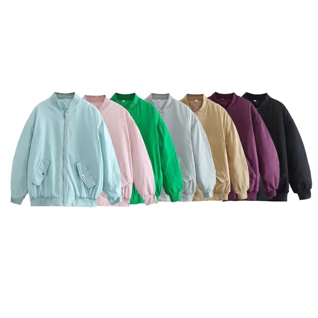 Simple Basic Zip Up Bomber Jacket - Image 3