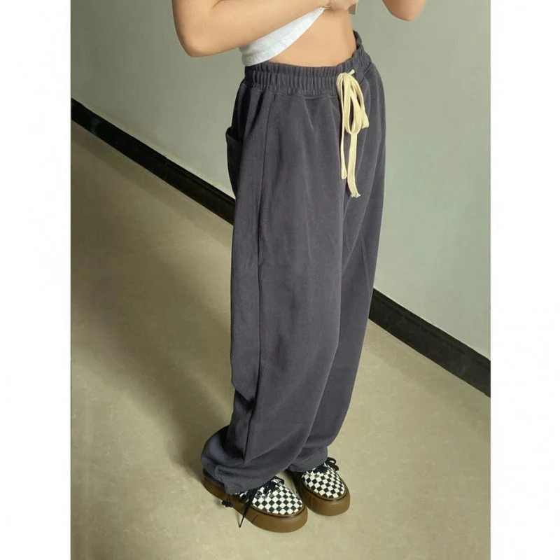 Simple Solid Color Baggy Sweatpants - Image 7