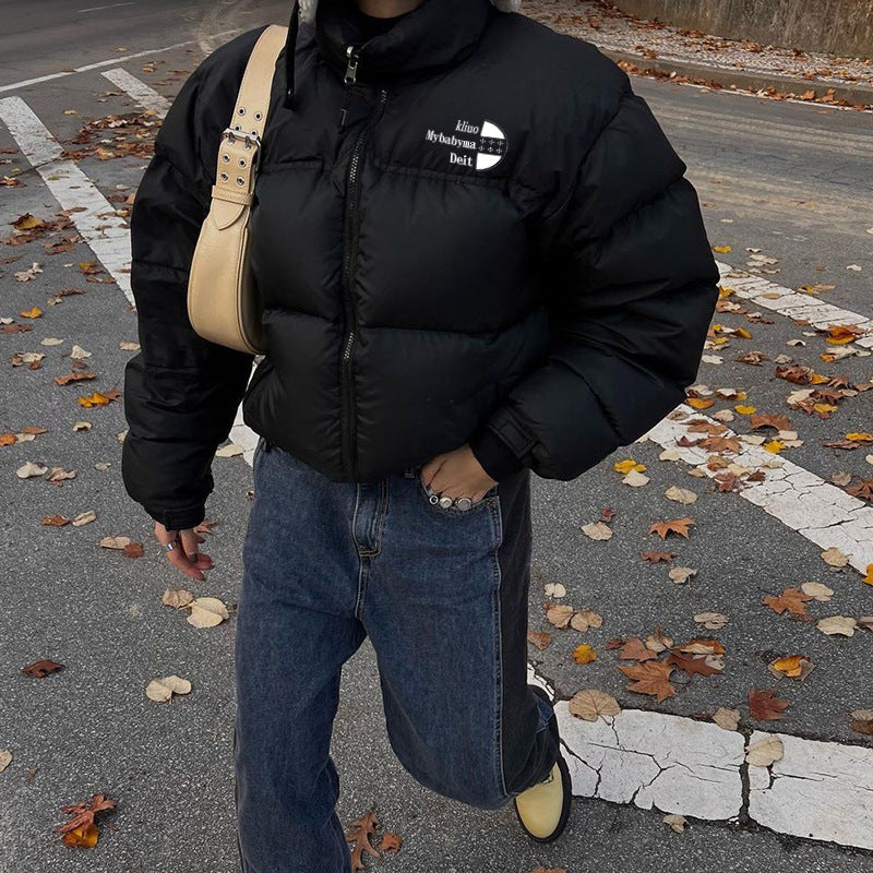 Simple Solid Color Zip Up Puffer Jacket - Image 5