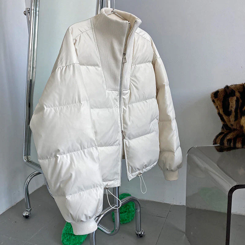 Simple Solid Color Zip Up Puffer Jacket - Image 7