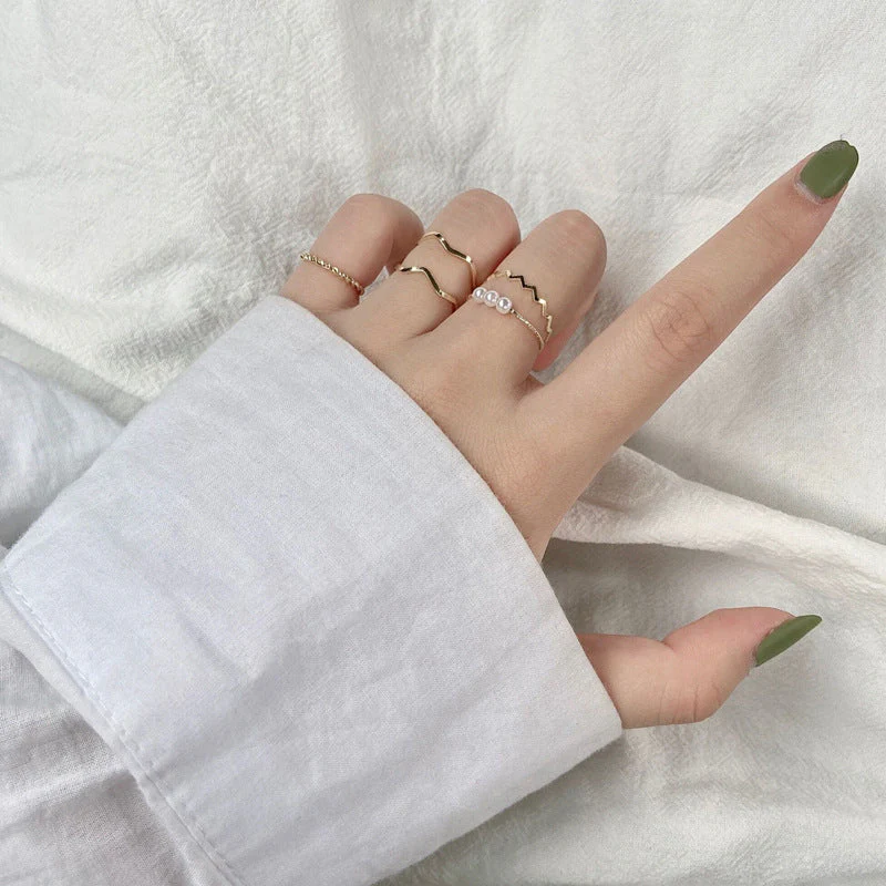 Simple Wavy Ring Five-Piece Set - Image 8