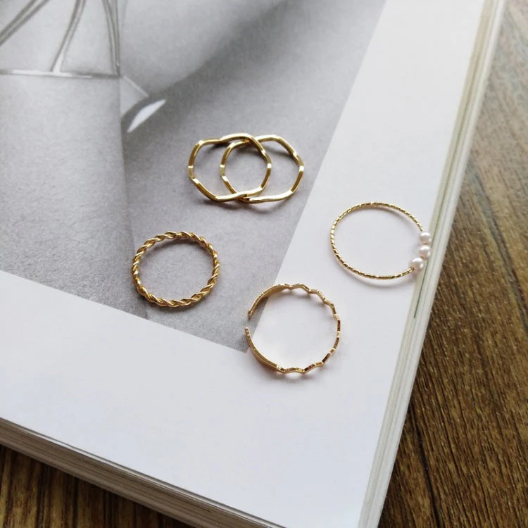 Simple Wavy Ring Five-Piece Set - Image 9