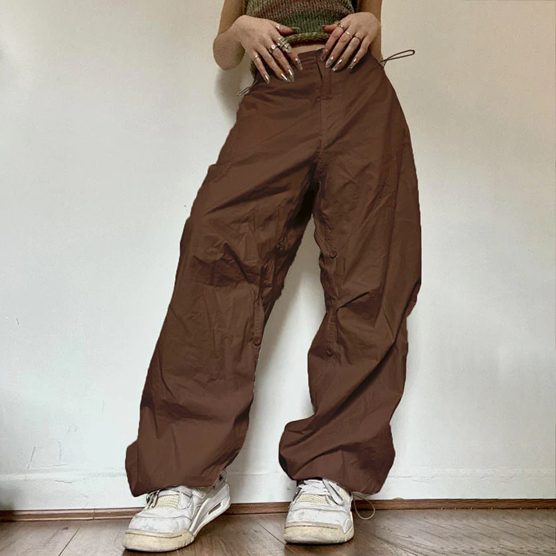 Size Friendly High Waist Parachute Cargo Pants - Image 5