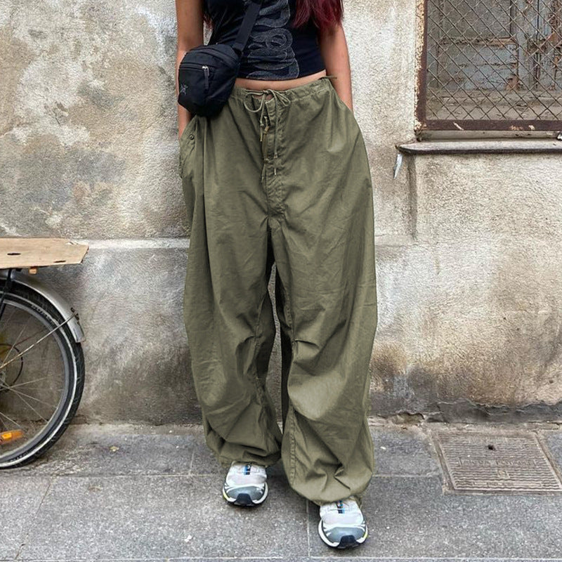 Size Friendly Low Waist Parachute Cargo Pants - Image 4