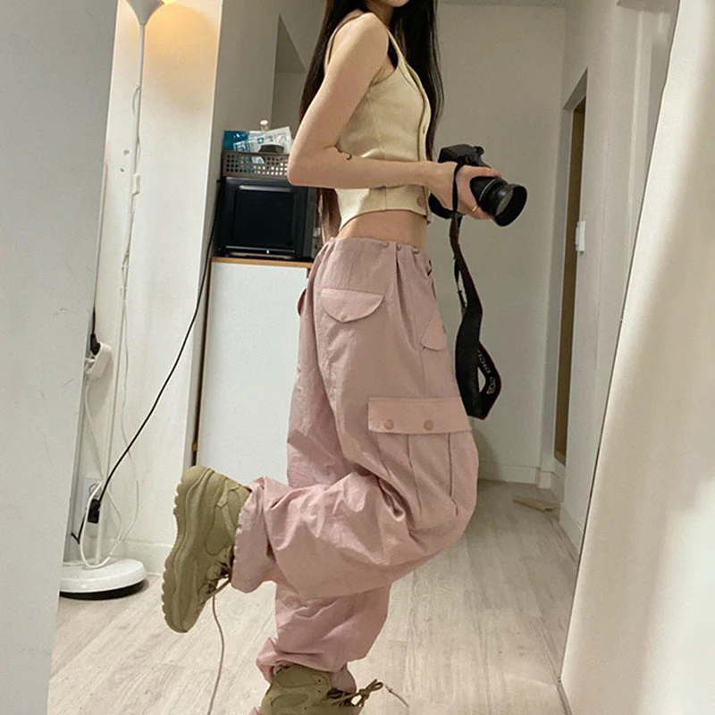 Size Friendly Pink Parachute Cargo Pants - Image 3