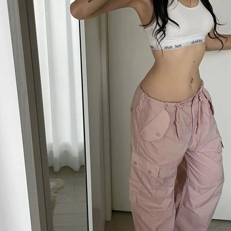 Size Friendly Pink Parachute Cargo Pants - Image 4