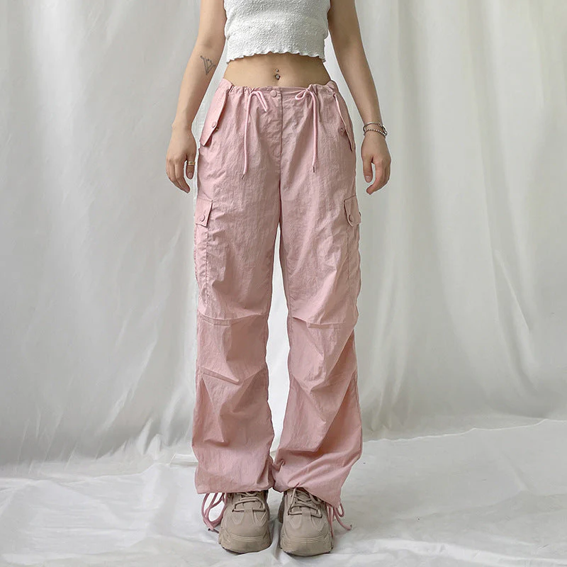 Size Friendly Pink Parachute Cargo Pants - Image 5