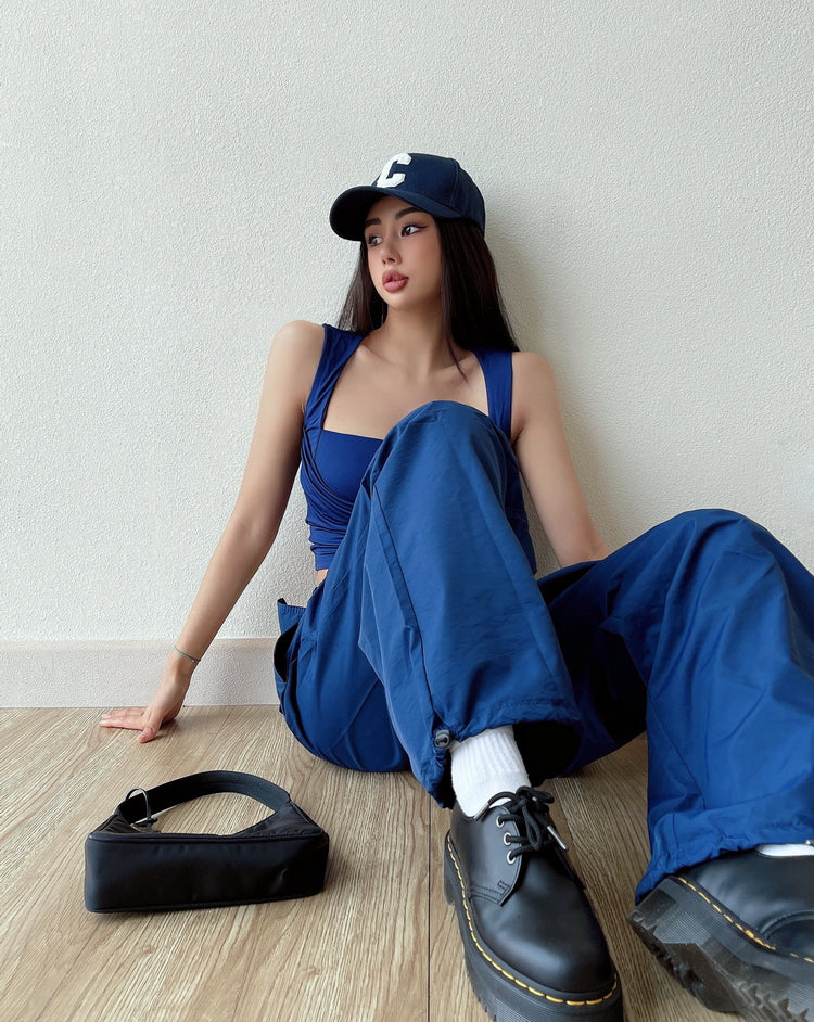 Size Friendly Straight Leg Parachute Cargo Pants - Image 3