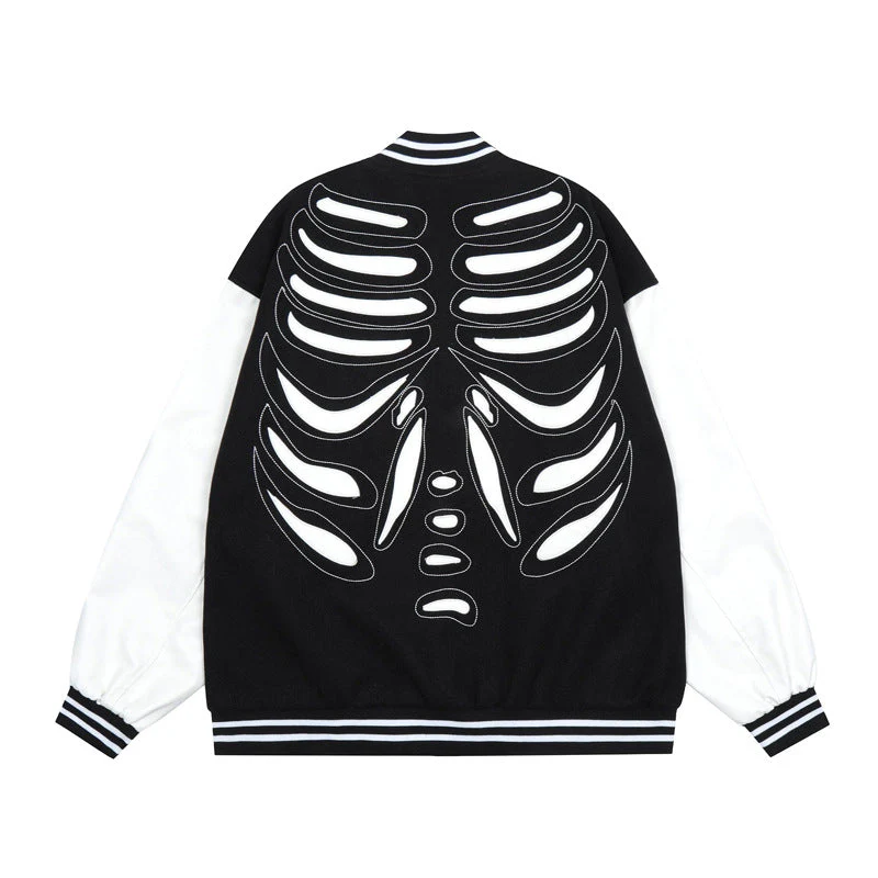 Skeleton Graphic Oversized Varsity Jacket - Image 3