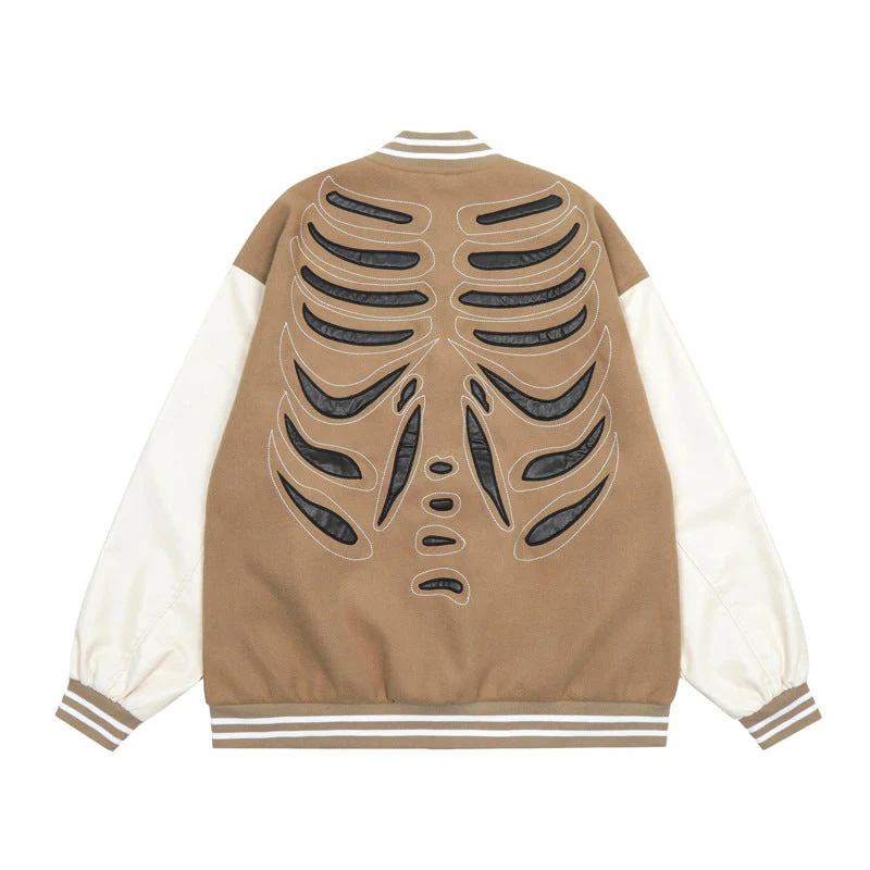 Skeleton Graphic Oversized Varsity Jacket - Image 4