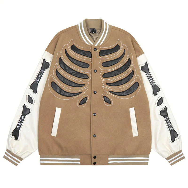 Skeleton Graphic Oversized Varsity Jacket - Image 5