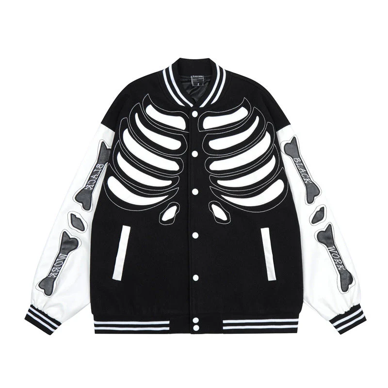 Skeleton Graphic Oversized Varsity Jacket - Image 9