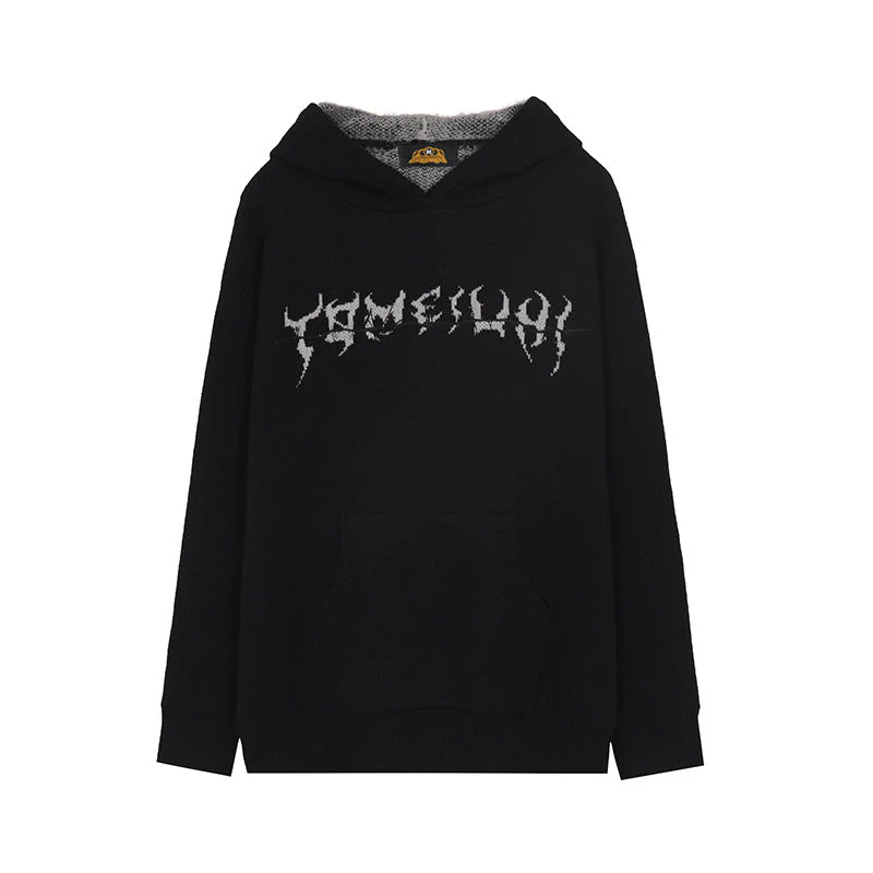 Skull Jacquard Hooded Pullover Sweater - Image 3