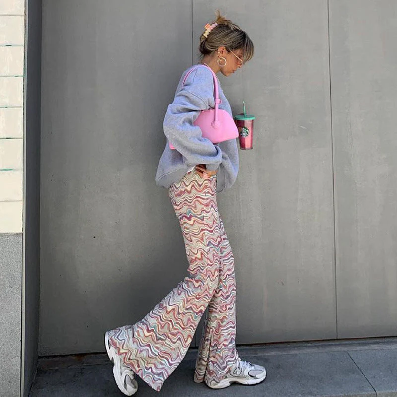 Slim Temperament High Waist Corrugated Flared Pants - Image 5