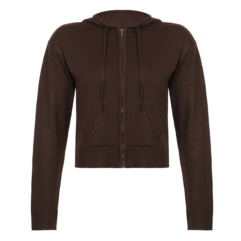 Slim Zipper Casual Hooded Sweater - Image 11