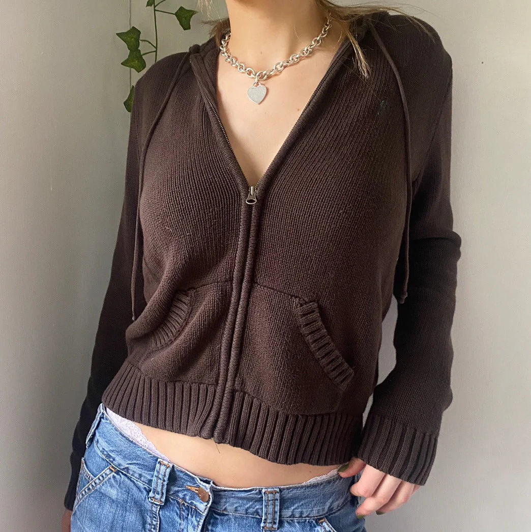 Slim Zipper Casual Hooded Sweater - Image 13