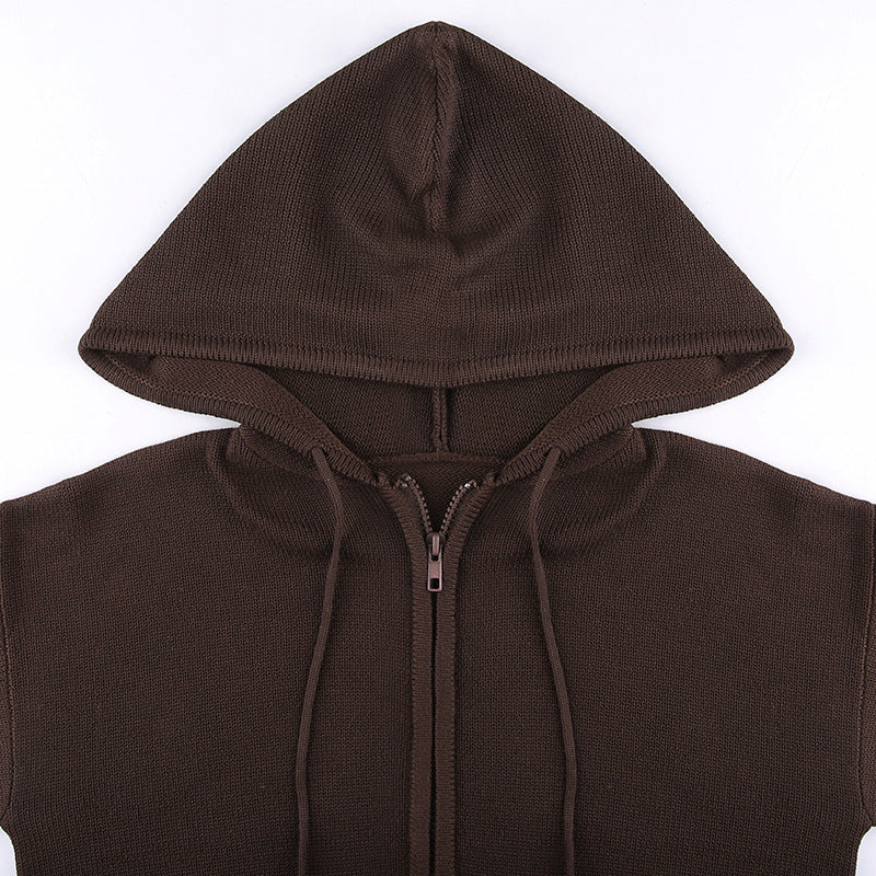Slim Zipper Casual Hooded Sweater - Image 5