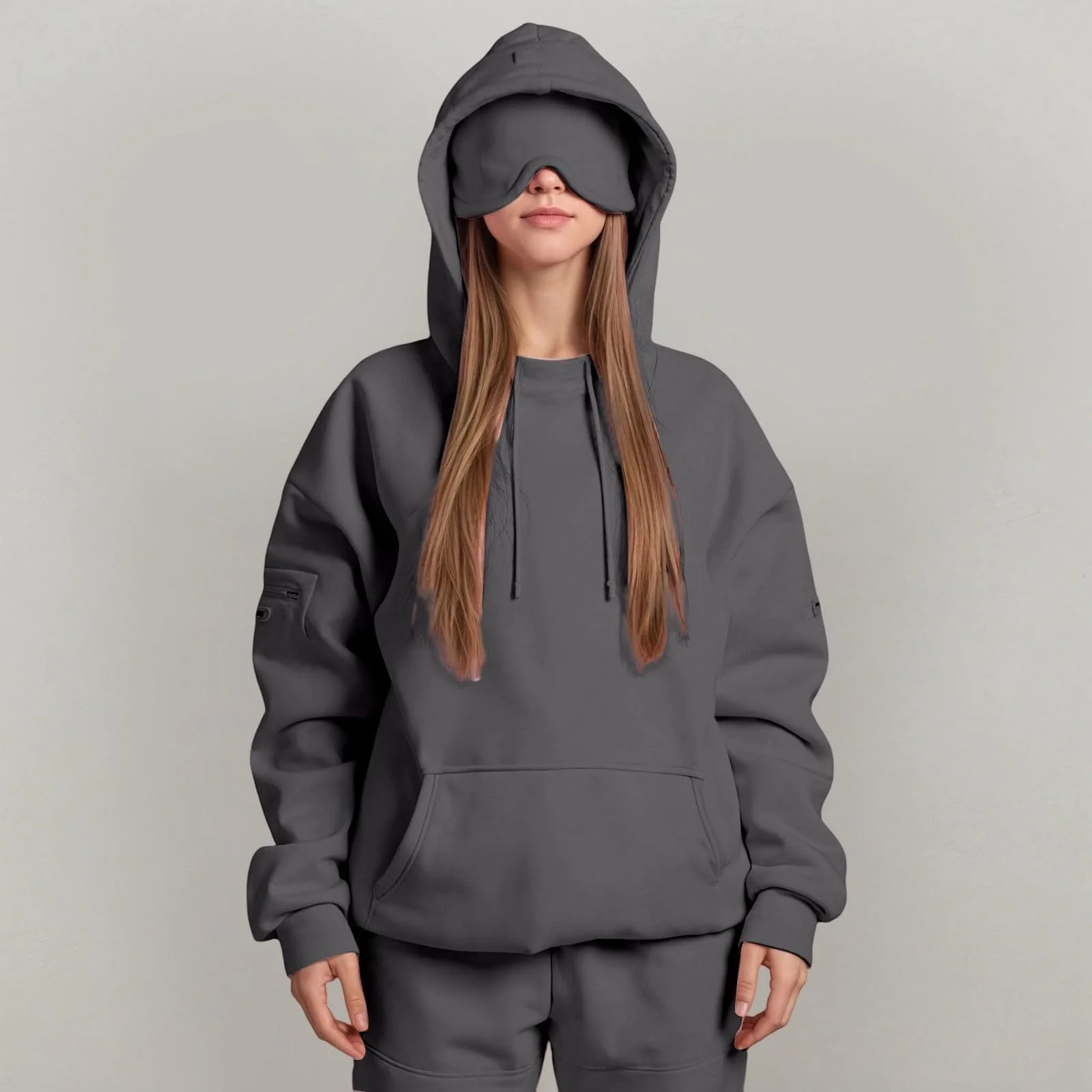 Soft Fleece Warm Drawstring Long Sleeve Hooded Sweatshirt - Image 2