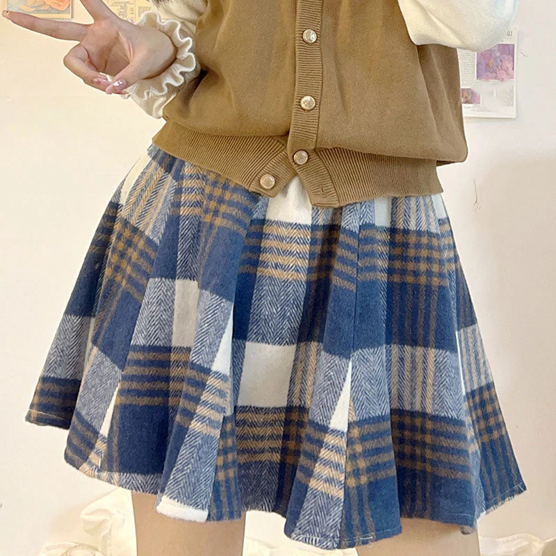 Soft Plaid Woolen Skirt - Image 2