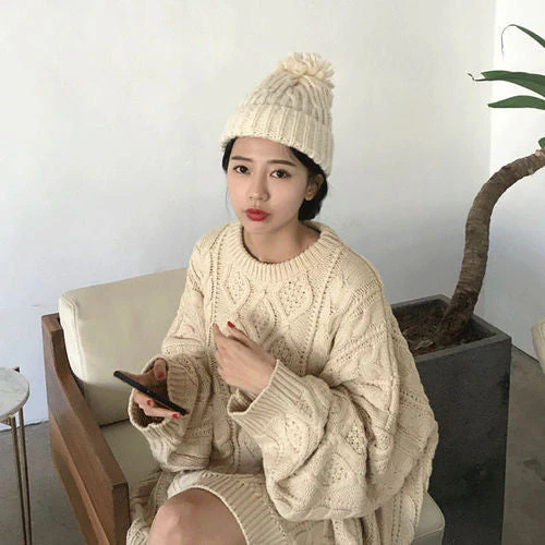 Solid Cable Knit Pullover Sweater - Image 2