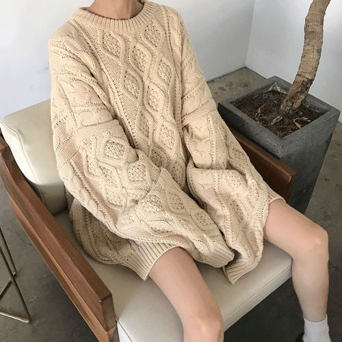 Solid Cable Knit Pullover Sweater - Image 4